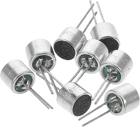 Operitacx 6050 Electret Condenser Microphone Pin, Silver Aluminium 8pcs