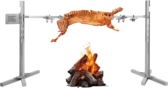 53" Outdoor Electric Rotisserie Grill Kit, 88LBS Pig Spit Rotisserie Grill, 25W Rotatable Motor BBQ Rotisserie Kit, Height Adjustable Spit Roaster Stand for Roasting Pig Lamb