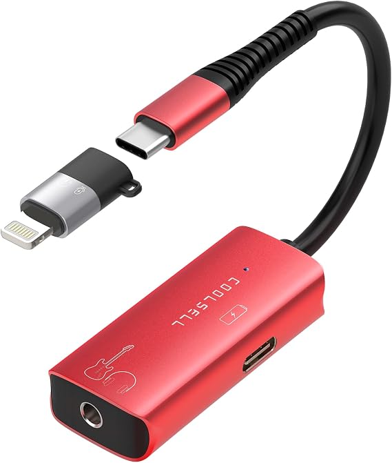 Audio Interface for Guitar, 192kHz/24bit USB C and Lightning Guitar Interface for Recording, Pocket Microphone Interface compatible with iPhone, Tablet, Mac and PC, No Monitor Output