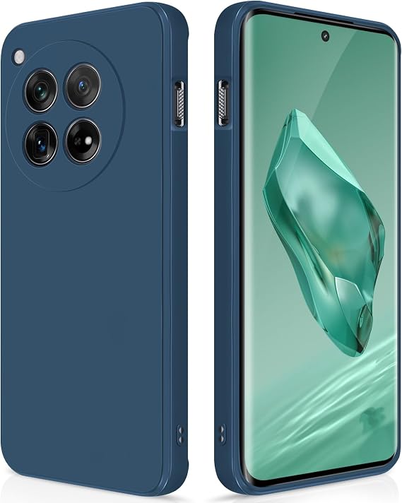 GiiYoon Case Compatible with Oneplus 12, Silky-Soft Touch Full-Body Protective Phone Silicone Case, Shockproof Cover with Microfiber Lining, Blue