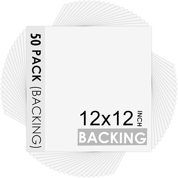 Mat Board Center 50 Pack White Backing Boards, 12x12 Backboards for Frames