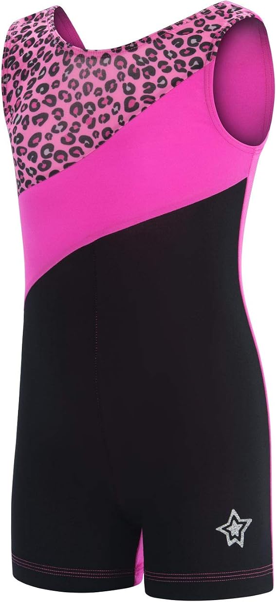 GK Stars Girls Gymnastics Biketard One-Piece Leotard with Shorts for Dance, Tumbling & Practice in Fun Prints