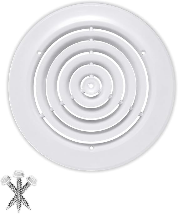 HVAC Premium 12'' Round Ceiling Diffuser - Easy Air Flow - HVAC Vent Duct Cover [White] - [Outer Dimensions: 16'']