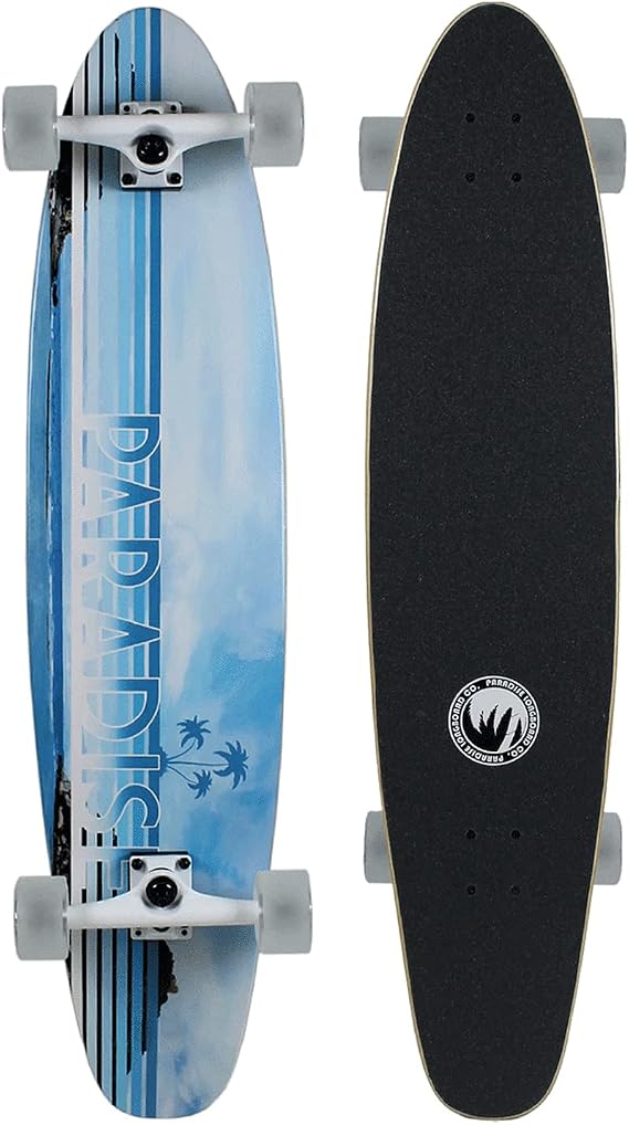 Paradise Longboard Kicktail Complete Cruiser Skateboard, Beachfront 2.0, 9" x 40"