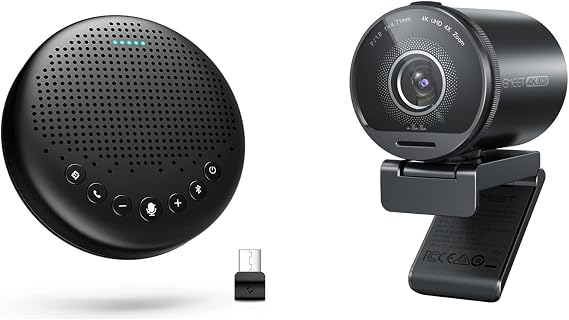 EMEET S800 4K Webcam for Streaming and Luna Bluetooth Speakerphone