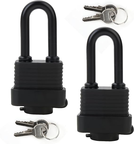 Padlocks with Keys Outdoor Weatherproof, 2Pack 30mm Long Shackle Pad Locks