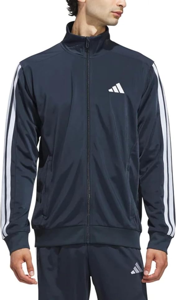 adidas Mens Essentials Warm-Up 3-Stripes Athletic Outerwear Casual - Blue