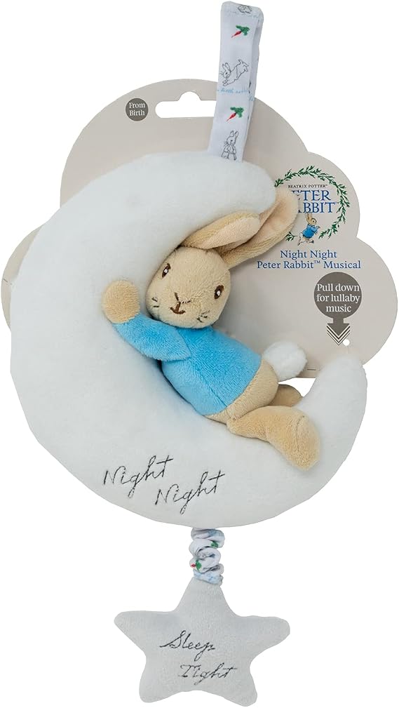 Rainbow Designs PO1501 Beatrix Potter Night Musical Peter Rabbit Toy,White