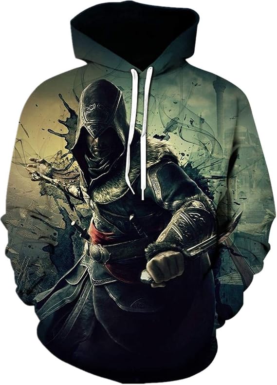 Men Cosplay 3D Print Pullover Hoodie Sweatshirt with Kangaroo Pocket