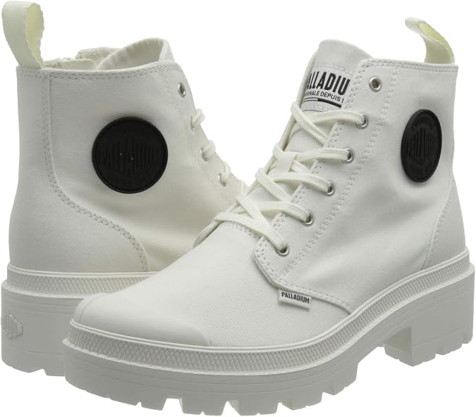 Palladium Women's Pallabase Twill Boot, Star White, 6.5 M
