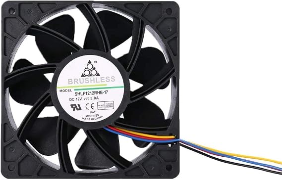 Cooling Fan for Antminer Bitmain 7500RPM Dual Ball Bearing 4-pin Connector, 120x120x3.8mm / 280CFM T15, S11, S15,DR5 S9i, S9j, S9, S7 V9, T9, A3, D3, L3+, L3++, E3, Z9, Z9 mini. Also for GPU Miners