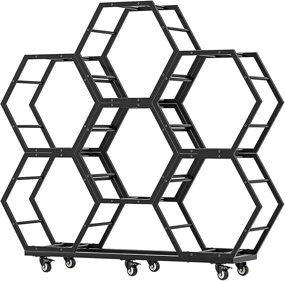 Rims Tire Rack for Garage, Tire Wheel Rim Holder, Movable Hexagon Car Rims Tire Display Rack, Steel Spare Tyre Organizer, Tire Wheel Organizer Holder(6-Frame)