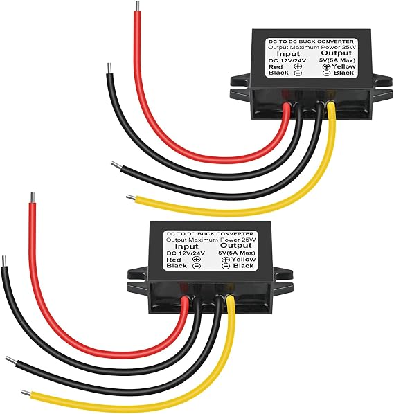 DC 24V 12V to 5V 5A 25W Step Down Converter Module Buck Reduced Voltage Regulator Car Power Converter 2-Pack