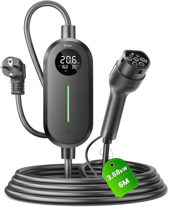 Type 2 Charging Cable Schuko 3.68KW 6-16A 6m IP66 Waterproof for EVs