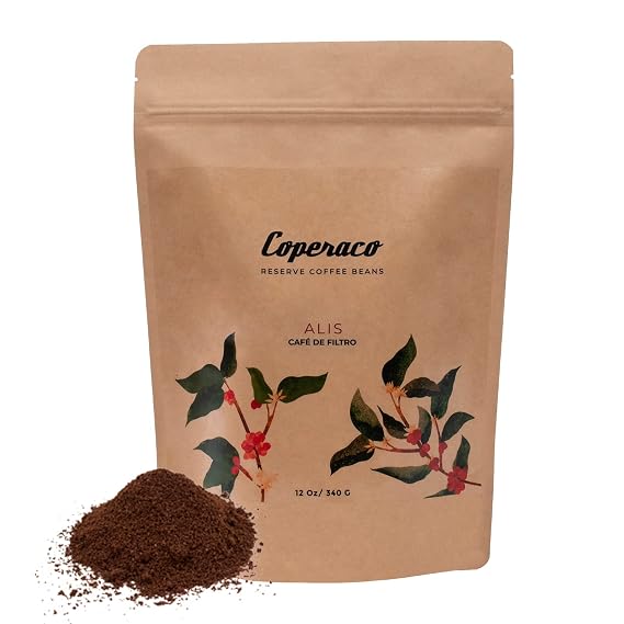 Coperaco Alis, Ground Coffee, Delicate and Complex Drip Coffee Retail, Medium-Dark Roast, 100% arabica, Artisanal, Ideal for Americano, Cold Brew and Home Brewing Methods, Notes of Red Fruits, 12 oz