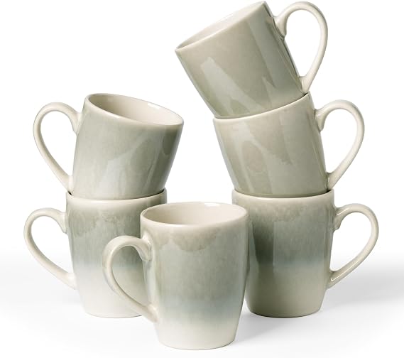 famiware Coffee Mugs Set, 13oz Mug Set of 6, Stoneware Cups with Handle