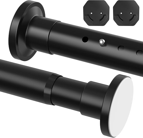 Extendable Φ32mm Curtain Poles 98-290cm Tension Rods with 2 Wall Base