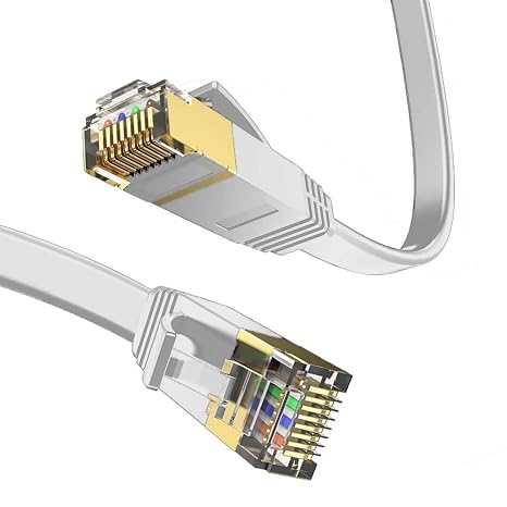 Cat 6 Ethernet Cable 25 ft High Speed RJ45 Internet Cable for Outdoor & Indoor Support CAT6 Network Solid Slim White Flat Computer LAN for PC