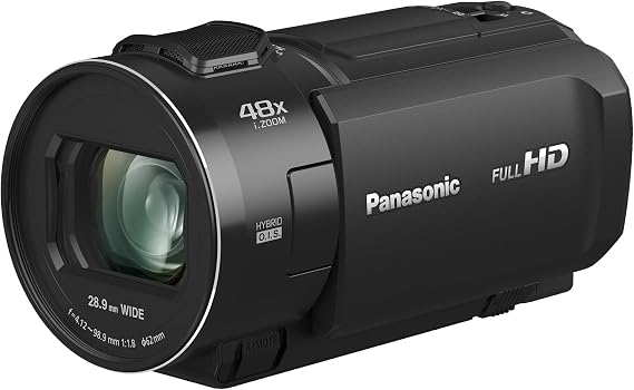 Panasonic HC-V900E-K Full-HD Handheld Camcorder, 2K Video, 25mm F1.8 Wide-Angle Lens, Touchscreen, 24X Optical Zoom, Hybrid OIS+, HDR, Zoom Mic, Black