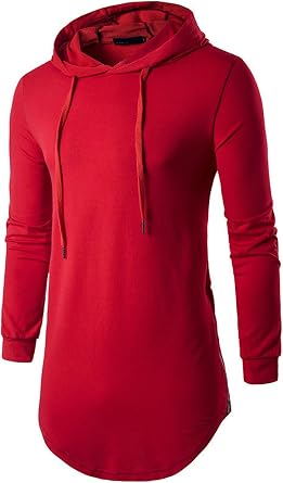 Mens Hipster Hip Hop Long Sleeve Longline Pullover Hoodies Shirts
