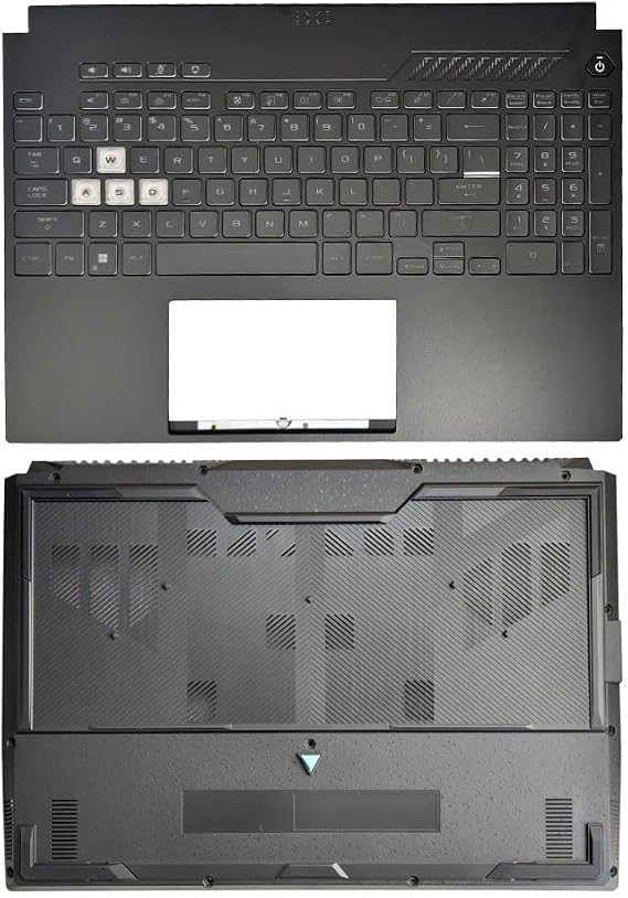 Laptop US Keyboard RGB Backlit Palmrest Compatible for Asus TUF Dash Gaming A15 F15 F15 FX507 FA507 FX507Z FX507ZM 6070B2137812 33NJKTAJNW0 and Bottom Base Cover Case