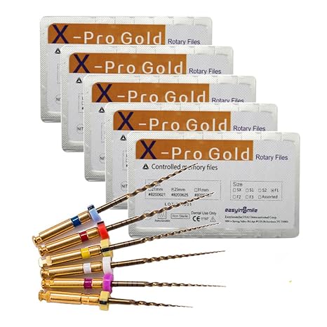 SNAWOP Dentel Endo Files X-Pro Gold Taper Controlled Memory Niti Rotary Engine Files for Endodontic Root Canal Treatmet (5 Packs 25MM Assort)