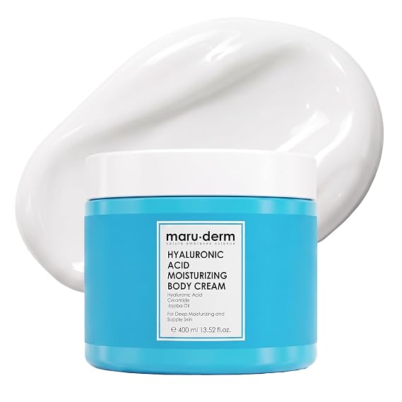 Maruderm Hyaluronic Acid Body Cream for Dry Skin - Moisturizing Cream with Ceramides and Jojoba Oil for Deep Hydration and Skin Barrier Support - Firming Body Cream for Smooth Healthy Looking Skin
