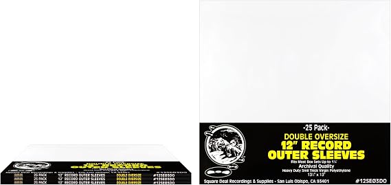 (100-Pack) Double Oversized 12 Inch Vinyl Record Outer Sleeves 3 Mil High-Clarity Virgin Polyethylene Flush Cut with Lip for Easy Insertion Archival Protection for Most Box Sets up to 1.25 Inch