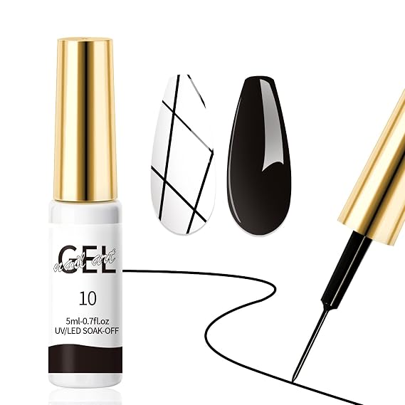 Gel Liner Nail Polish Black, Liner Painting Gels, Get Creative With Liner Gels for Nail Art Colors, Decoration Drawing Nail Gel Easily Design Fashion Nail Art Polish Use in Salon or Home(10)