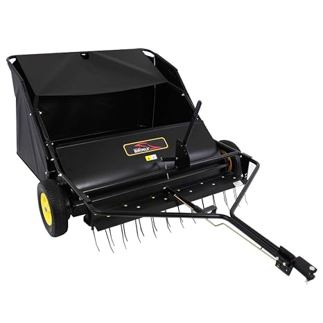 Brinly STS-42BHDK Tow-Behind Lawn Sweeper with Dethatcher, Black