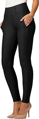Conceited Womens Dress Pants with Tummy Control - Wear to Work - Stretch High Waisted Slacks with Pockets - Black - Small