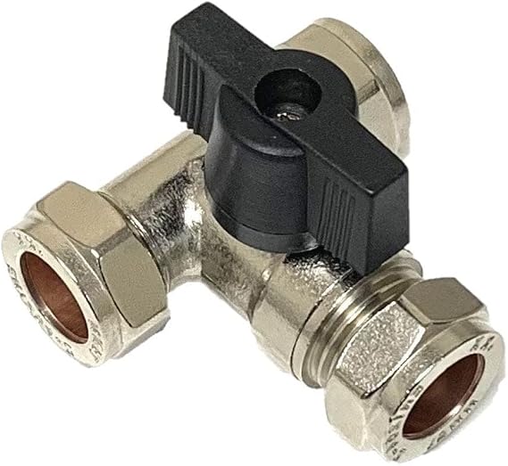 QQHL Lever 15mm Large Bore Tee Isolation Valve- Chrome Plated - Full Flow