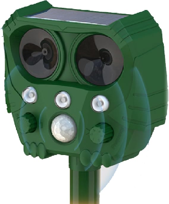 Cat Repellent for Gardens UK, Solar Ultrasonic Fox Cat Deterrents Repeller Outdoor for Yard, Lawn,Farm, Waterproof Animal Scarer for Repelling Dog, Deer, Squirrel, Rabbit, Skunk, Raccoon, Marten