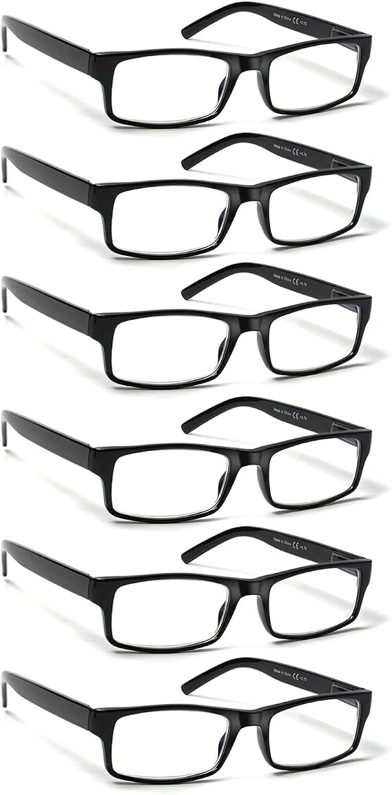 BIENCOOL 6 Pack Reading Glasses Traditional Frames for Men and Women Readers with Spring Loaded Hinges