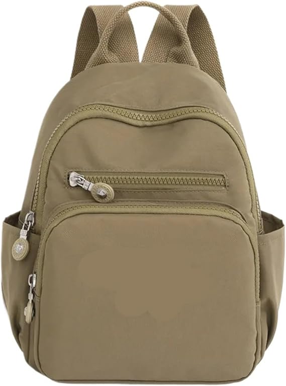 Backpack for school Women Casual Backpack Fashion Mini Nylon School Bag For Girls Minimalist Solid Light Weight Small Travel Backpacks(Khaki)