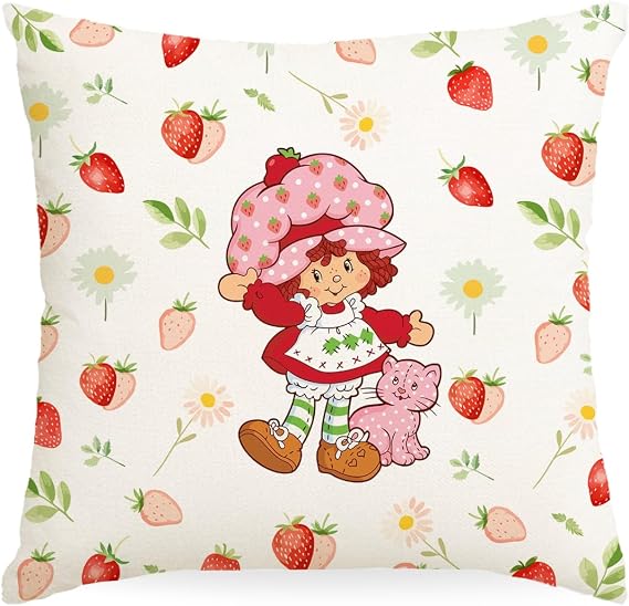 Cute Strawberry Pillow Covers Kawaii Accessories Strawberry Pillow Case Throw Pillow Covers Decorative Pillowcase Cushion Cover with Car Couch Sofa Chair Bed Living Room 18x18 Inch