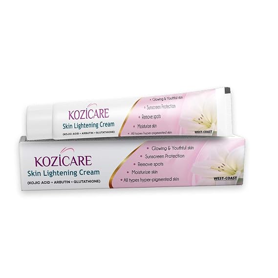 Organic Care Kozicare Skin Lightening Cream with Kojic Acid, Arbutin, Glutathione | All Types Hyper Pigmented Skin, Remove Spots- 15g