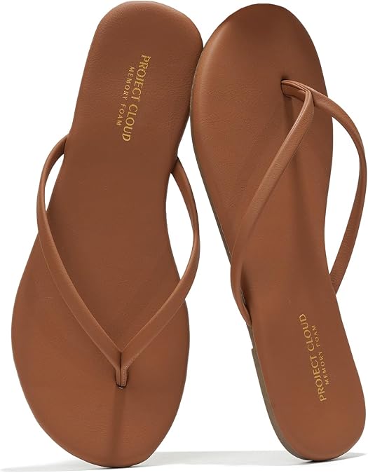 Project Cloud Flip Flops for Women Memory Foam Flats Sandals (Foundations)