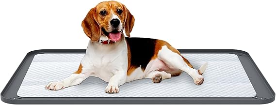 Pee Pad Holder, 62x42CM Silicone Puppy Pad Holder, Leak-proof Mat with 1.5CM Raised Edge, Non-Slip Puppy Potty Training Tray, Washable Floor Protector for Small Medium Dogs (62x42CM)