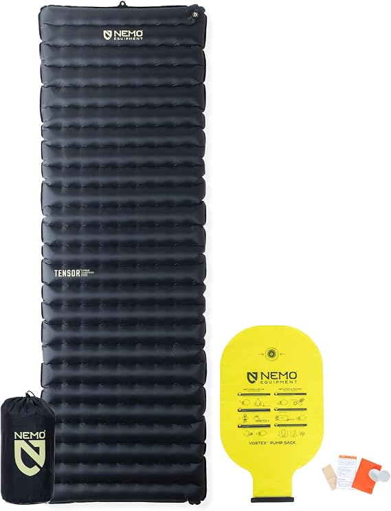 NEMO Equipment Tensor Extreme Sleeping Pad-Black/Birch Bud/Citron-Long Wide | Ultralight, Insulated, Made for Extreme Cold, Mountaineering, Trekking