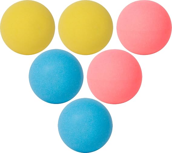 Fun Table Tennis Balls - 6 Pack - 40mm Ping Pong Balls - Blue, Yellow, and Pink - Poly Ping Pong Balls - Excellent Quality - Great for Schools and Homes