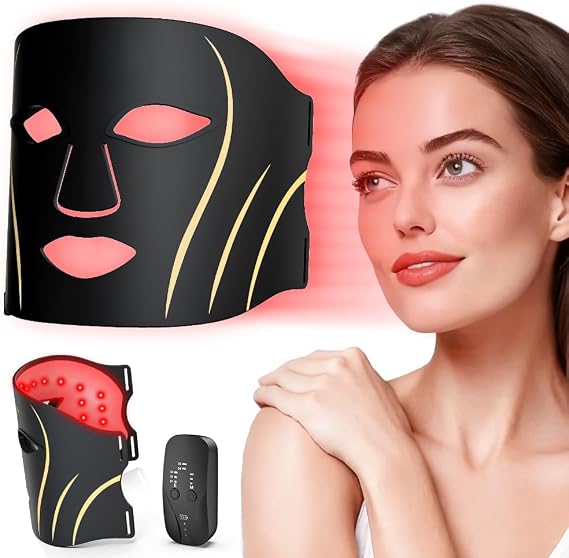 Red Light Therapy Mask for Face, LED Face Mask Light Therapy with Remote, Portable Infrared Light Therapy Skin Care Device with Timer Function for Home & Travel