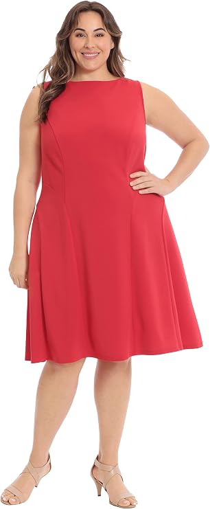 London Times Women's Perfect Versatile Scuba Crepe Fit & Flare Dress Event Guest of Occasion Office Career