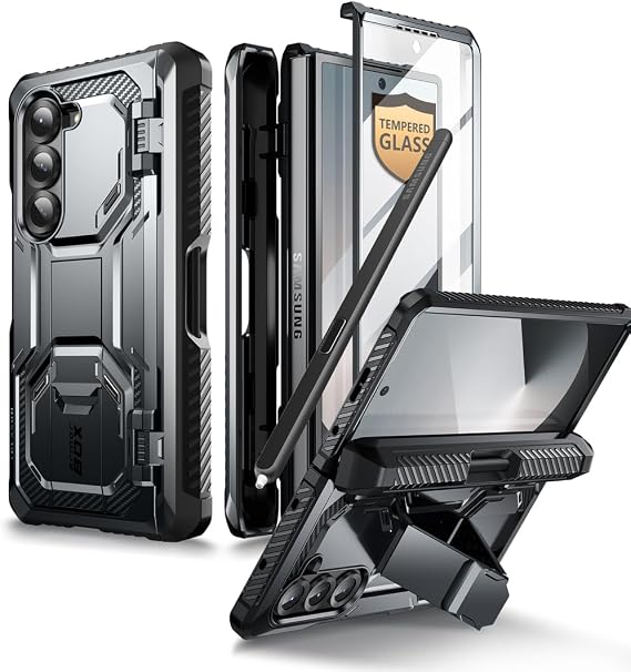 i-Blason for Samsung Galaxy Z Fold 6 Case with S Pen Holder, Black