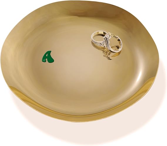 Jewelry Tray Ring Dish, Stainless Steel Organizer in Gold-Tone Finish - Modern Holder for Earrings Keys, Wedding Shower & Engagement Gifts for