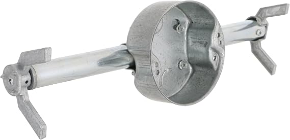 RACO RETRO-BRACE 936 1.5-in. Deep Ceiling Fan Box for Old Work 2.5-in. Knockouts, Old Work Electrical Box, Adjustable Brace, and Mounting Bracket for Ceiling Light Fixtures & Chandelier Fans