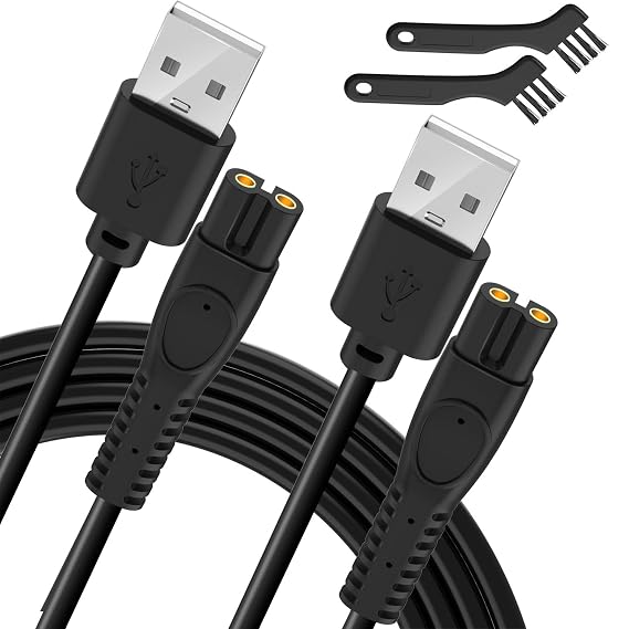 5V Charger Cord for Philips One Blade QP2724 QP2834, MG7910 MG5910 MG9510, 2000 2400 3600 Series Norelco X3001 S3341 S5880 S3243 S7887 X3052 Electric Shaver USB Cable[2-Pack]