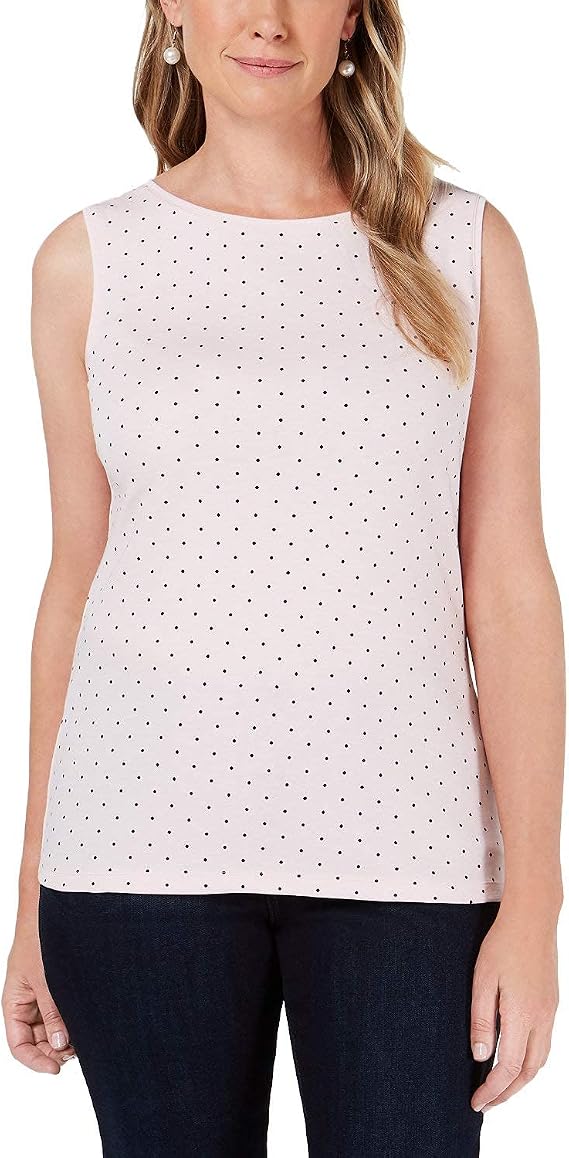 Karen Scott Dotted Boat-Neck Shell