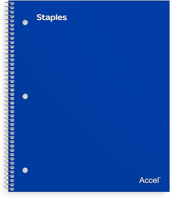 Staples 1-Subject Notebook, 8.5x11 Inch, College Ruled, Blue, 3-Pack