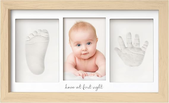 KeaBabies Baby Handprint and Footprint Set Clay Keepsake (Ash Wood)